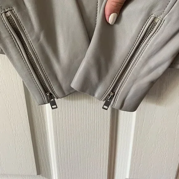 Lamb skin grey leather jacket